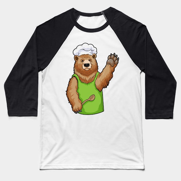 Bear as Chef with Chef hat and Wooden spoon Baseball T-Shirt by Markus Schnabel